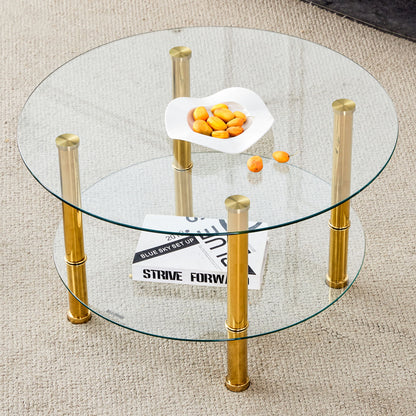 Contemporary Minimalist Double Layer Tempered Glass Coffee Table