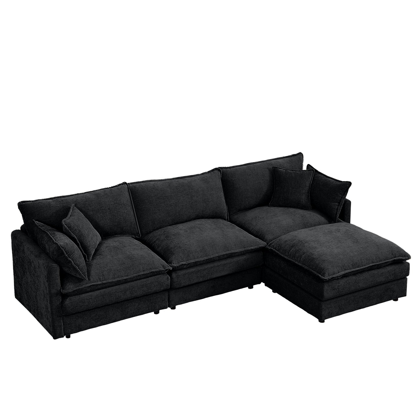 Contemporary Modular Sectional Sofa Set With Movable Ottoman