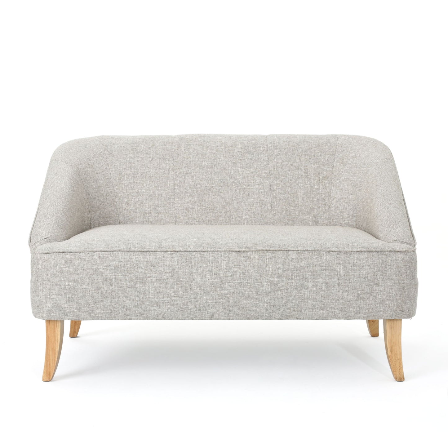 Modern Fabric Loveseat With Sloped Armrests For Living Room - Beige