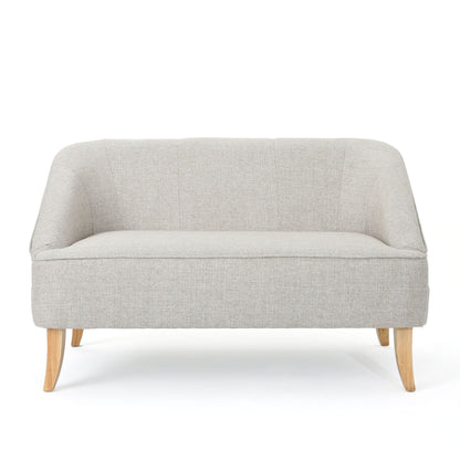 Modern Fabric Loveseat With Sloped Armrests For Living Room - Beige