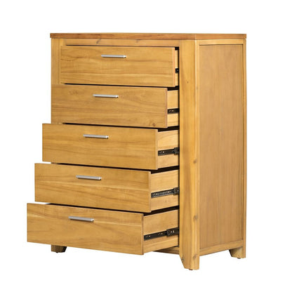 5 Drawer Dresser - Natural Wood / Brown