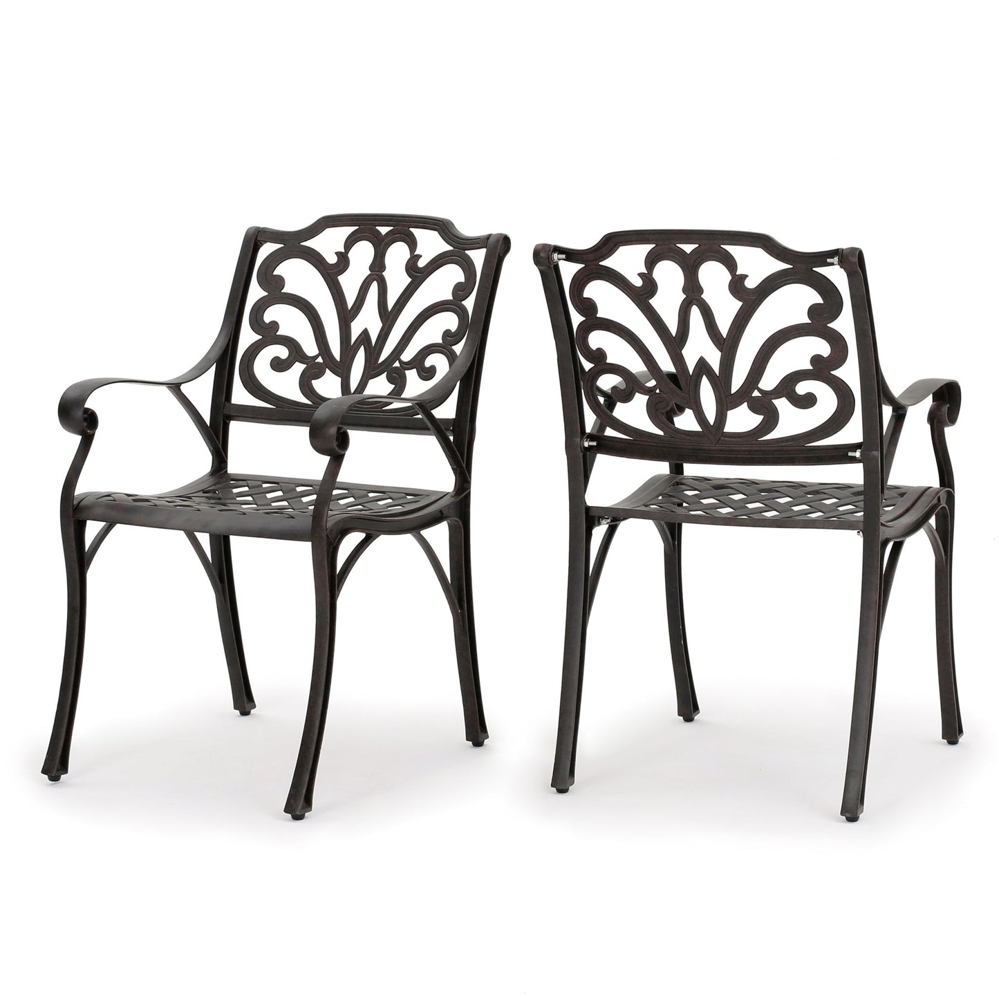 Patio Cast Aluminum Outdoor Dining Chairs (Set of 2) - Bronze