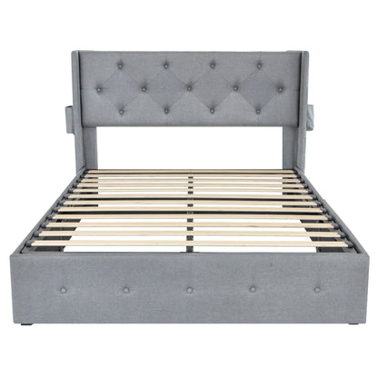Bed With Gas Lift Storage, USB Ports