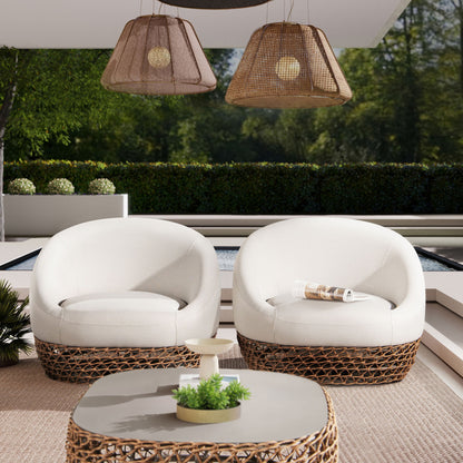 Willow - Upholstered Patio Deep Seating Armchair, Wicker Frame