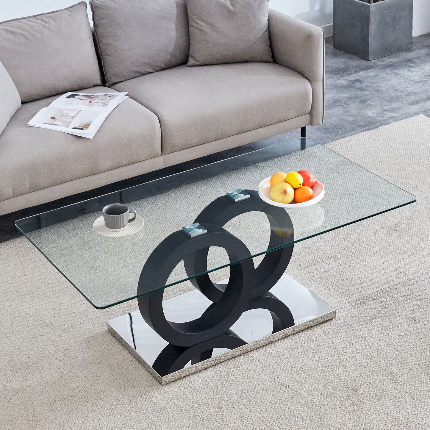 Contemporary Style Glass Top Coffee Table