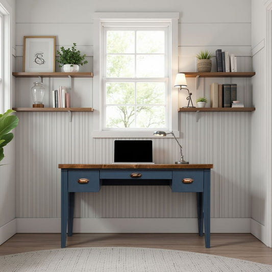 Writing Desk - Blue Denim / Whiskey