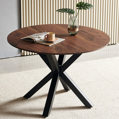 Table Mid-Century Dining Table For 4 - 6 People With Round MDF Table Top, Pedestal Dining Table, End Table Leisure Coffee Table, Cross Leg