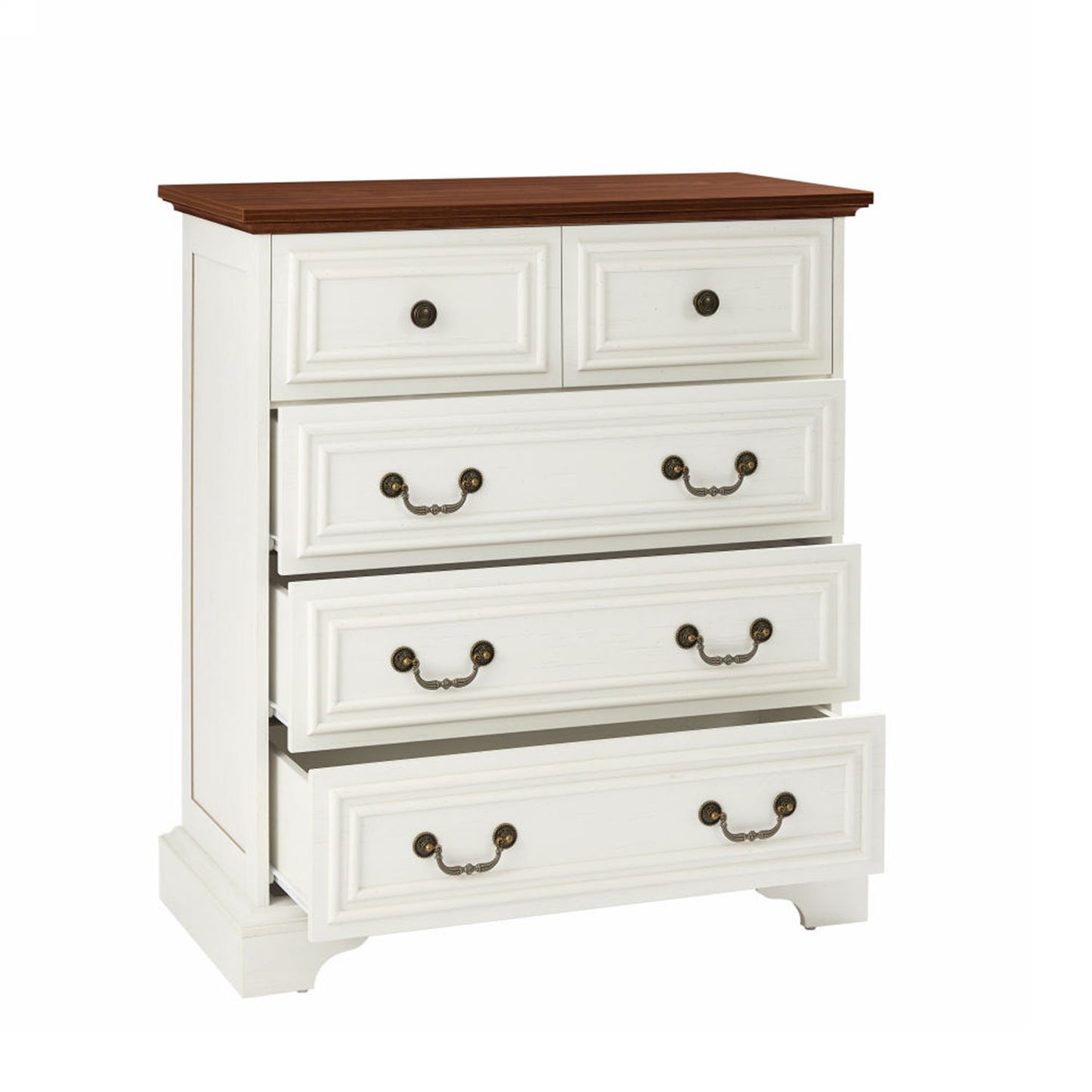 Modern 5 Drawer Dresser For Bedroom, Ample Storage Wide Chest Of Drawers