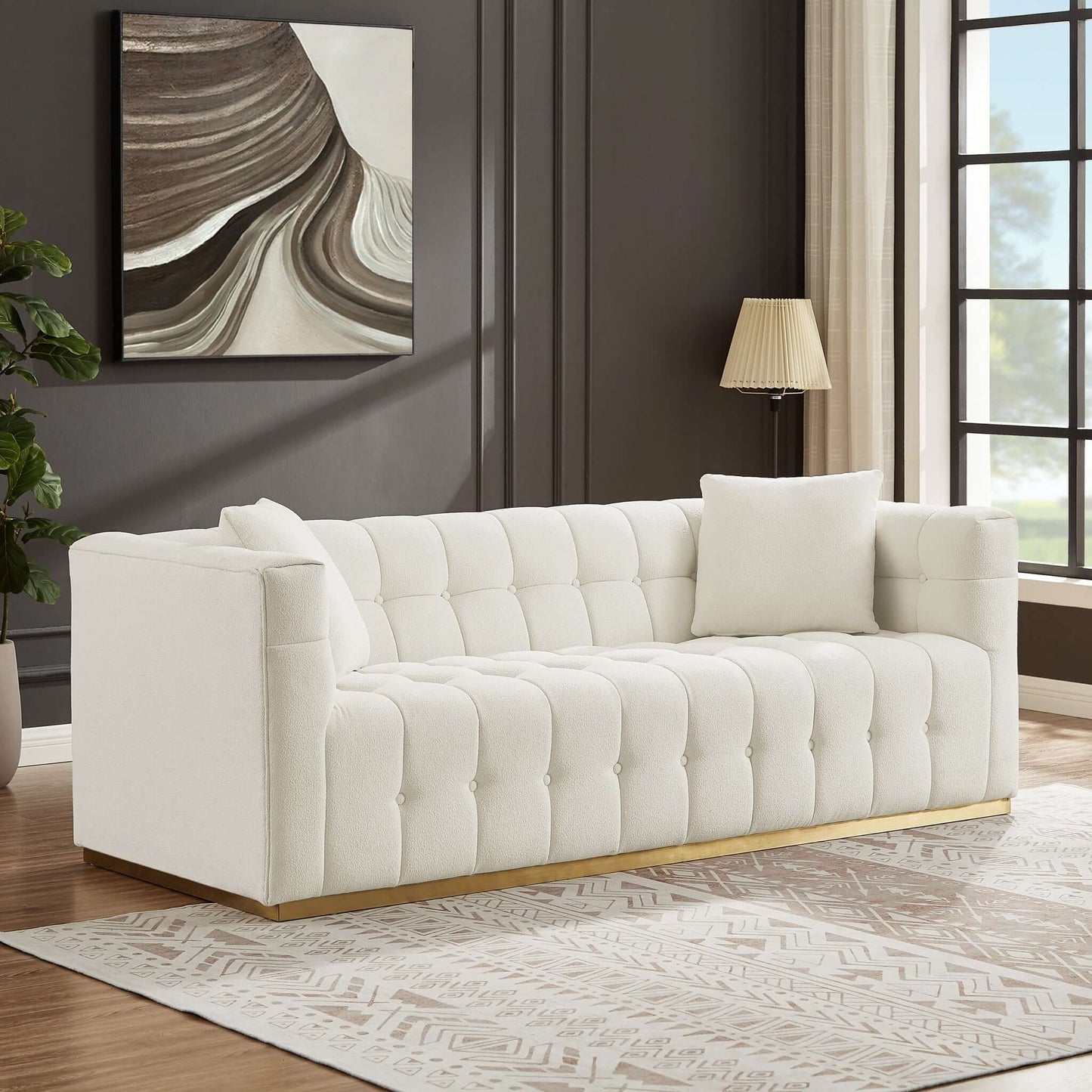 Eleanor - Sofa - Beige / Gold / Ivory / Ivory White