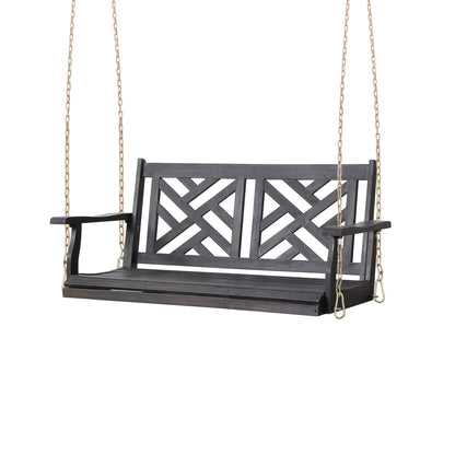 Alejandro - Acacia Wood Porch Swing With Slat Panel Seating