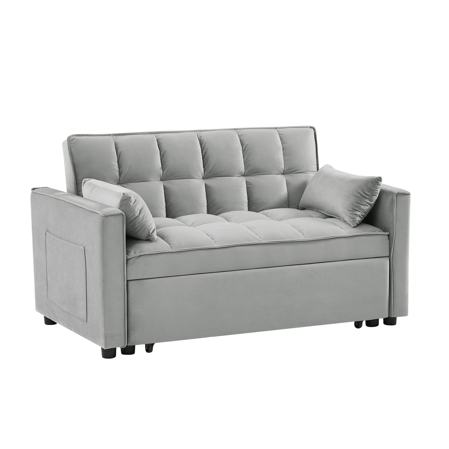 Modern Convertible Velvet Futon Loveseat With Sleeper Bed Function