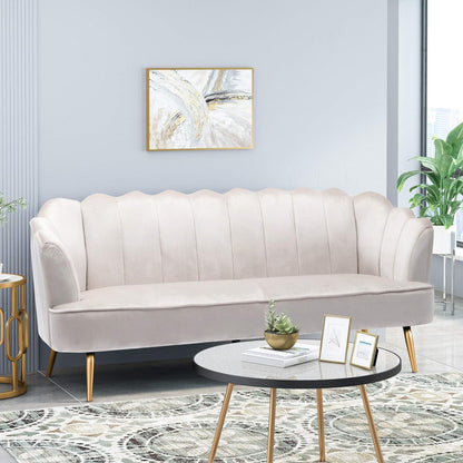 Modern Glam 3 Seater Sofa With Velvet Texture