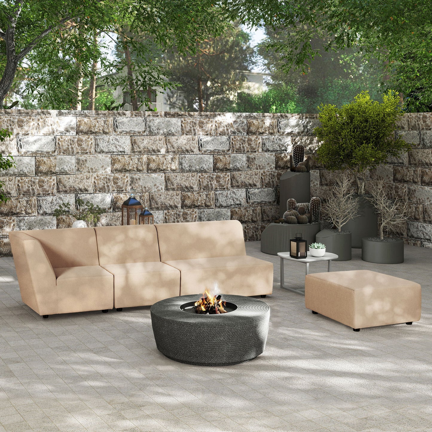 Cleo - Modular Upholstered Deep Seating Patio Armless Loveseat