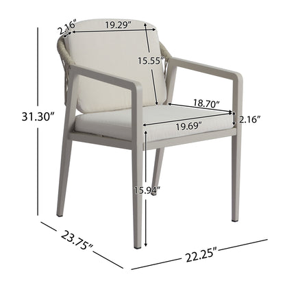 7 Pieces Modern Outdoor Dining Set With Acacia Wood Table And Chairs
