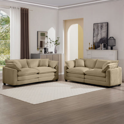 Elegant Corduroy Oversized Sectional Sofa Set With Deep Seats And Flexible Layout