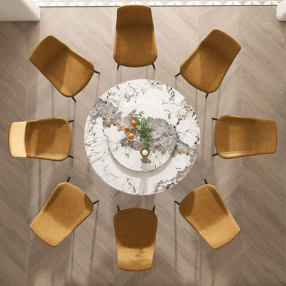 Round Dining Table With Lazy Susan For Kitchen, Dining Room - Black / White