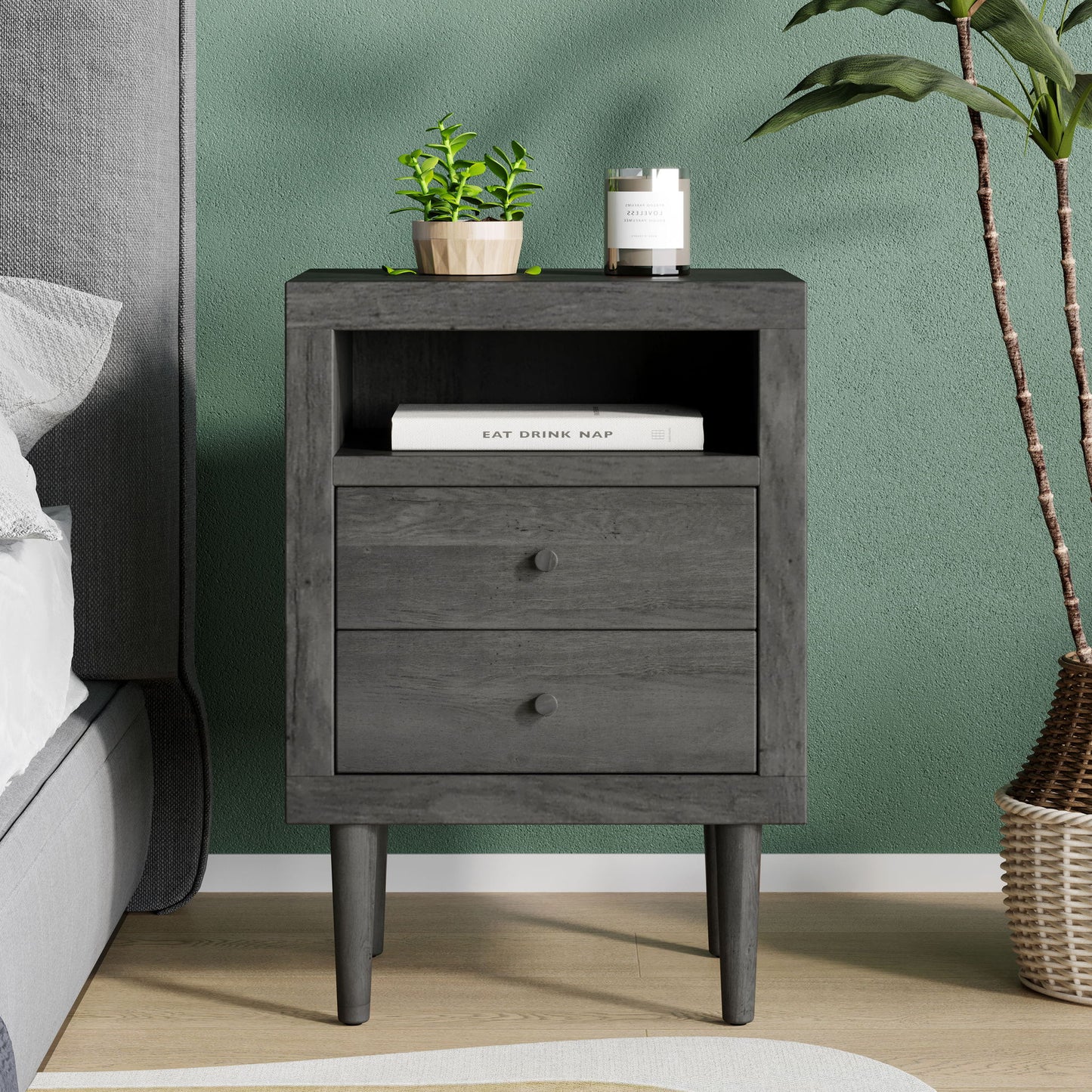 Nystrom - Mid Century Modern 2 Drawer Nightstand