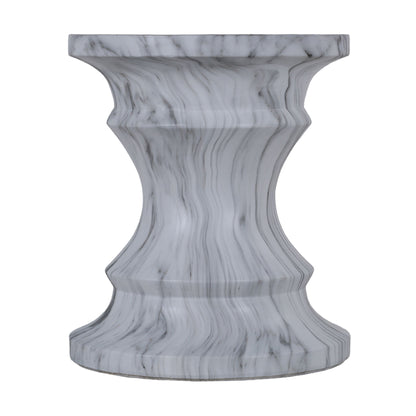 Geometric Round Outdoor End Table - Marble