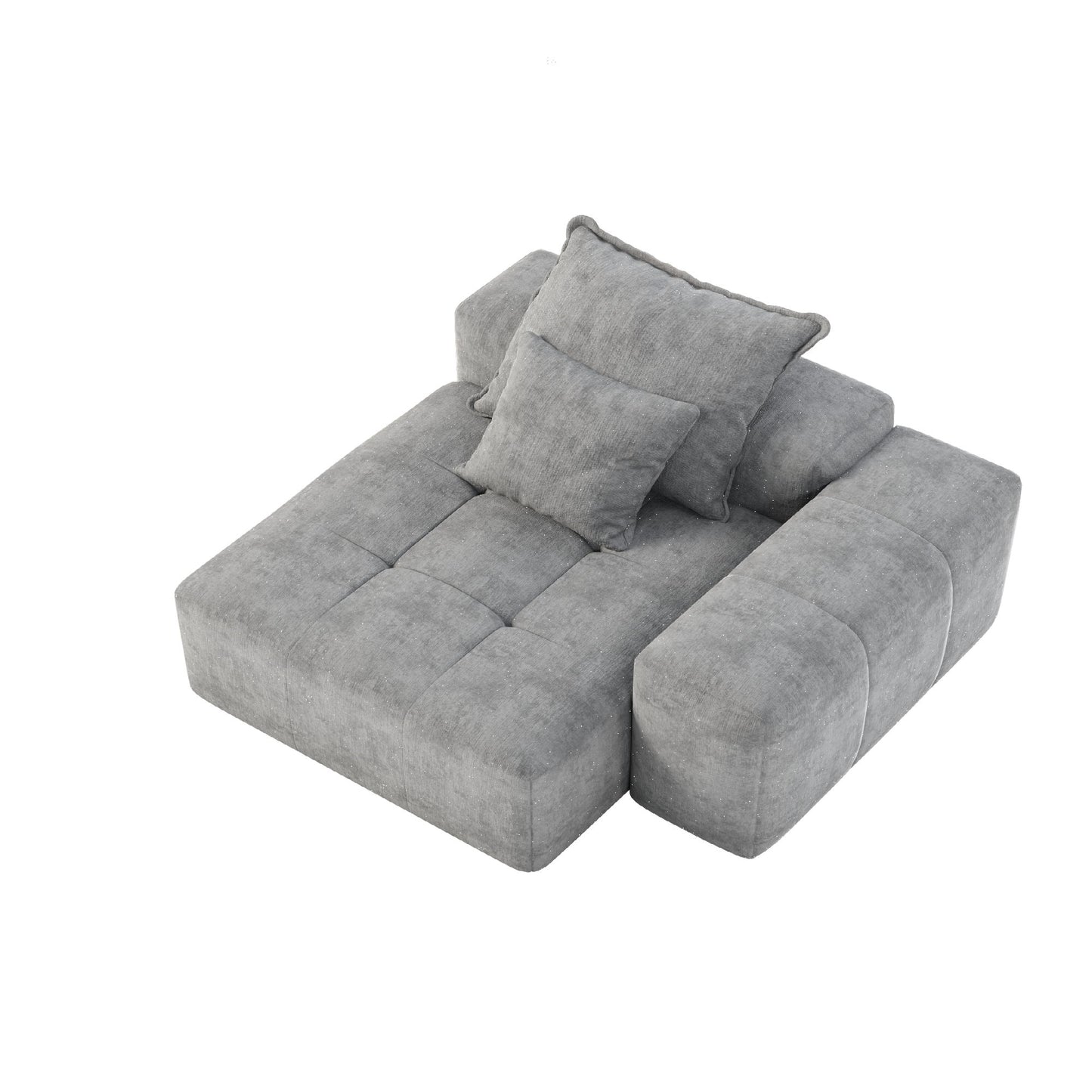 Modern Oversized Modular Sectional Sofa, Sparkling Chenille Fabric Soft Cushion Sofa With 2 Pillows