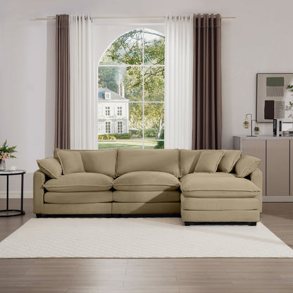 Modern Oversized Modular Cushion Sofa With Ottoman, Low Back, Deep Seating Sofa Set