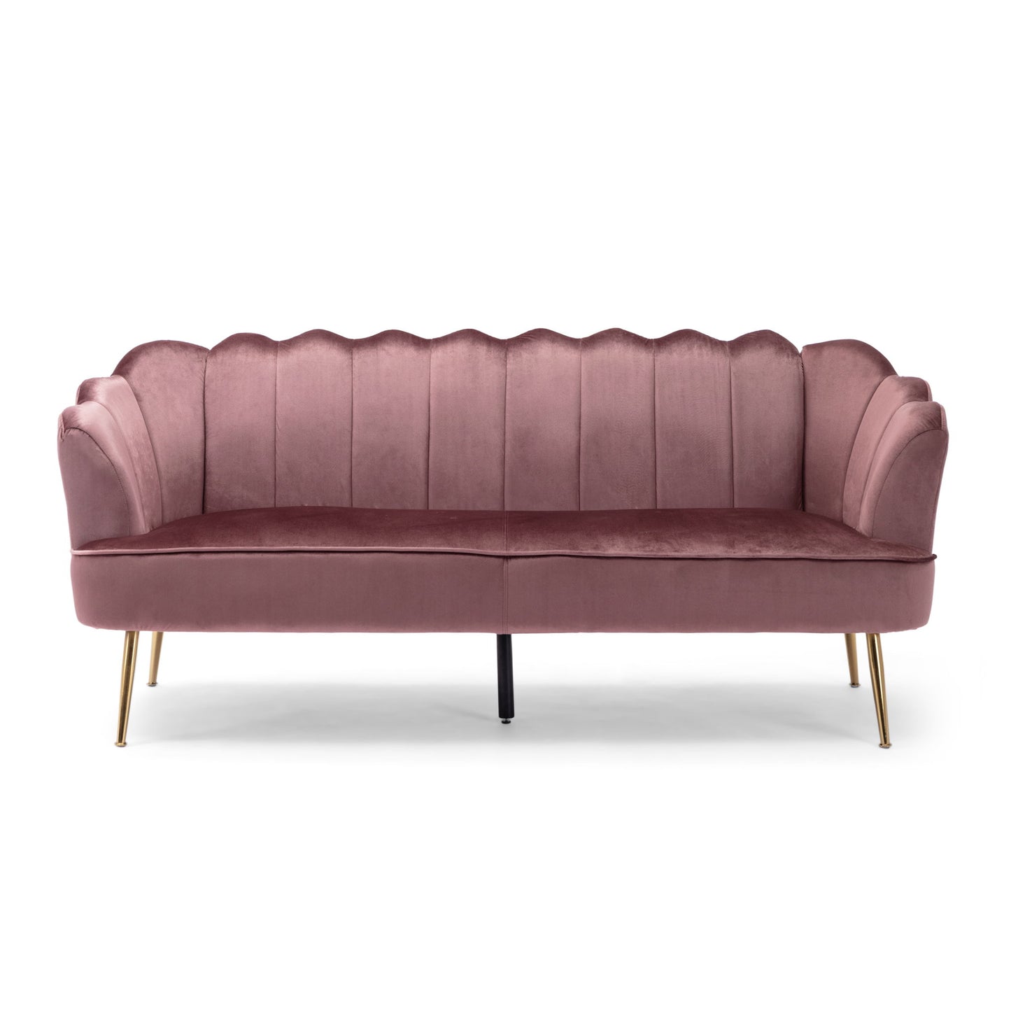 Modern Glam 3 Seater Sofa With Velvet Texture