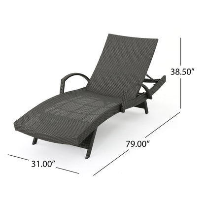 Salem - Contemporary Wicker Chaise Lounge With Arm, Weather Resistant