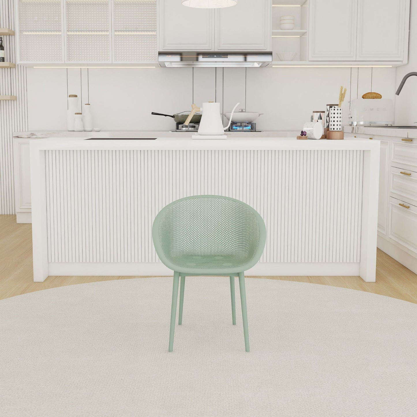 2 Piece Durable Single Chair With Mesh Hollow Out Design