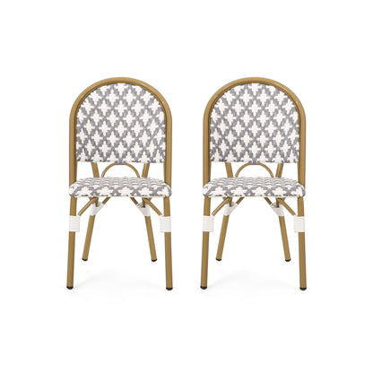 Chic French Bistro Chair With Durable Rattan And Aluminum Frame