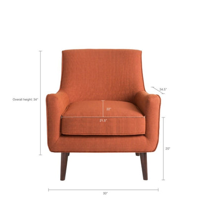 Accent Chair Upholstered With Legs - Burnt Orange