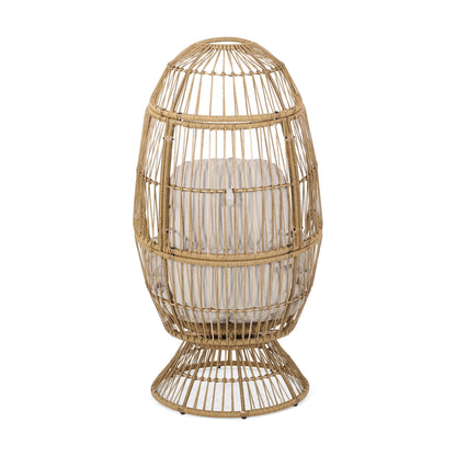 Patio Swivel Basket Egg Chair With Cushion