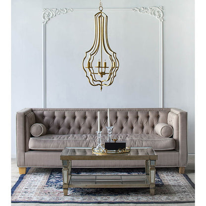 4 Light Chandelier, Hanging Light Fixture With Adjustable Chain For Kitchen, Bulb Not Included - Gold