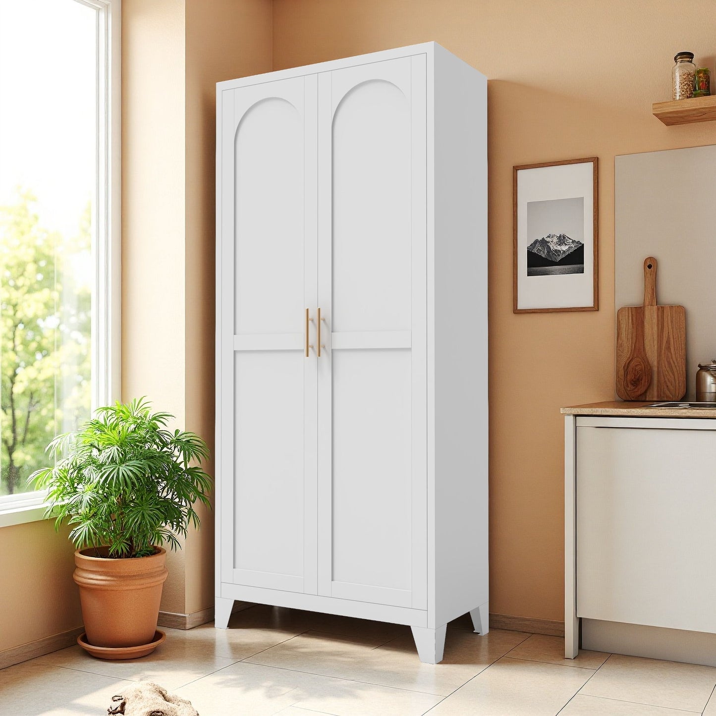 Shapely Doors Cabinet, Metal Storage Cabinet With Doors And Adjustable Shelves