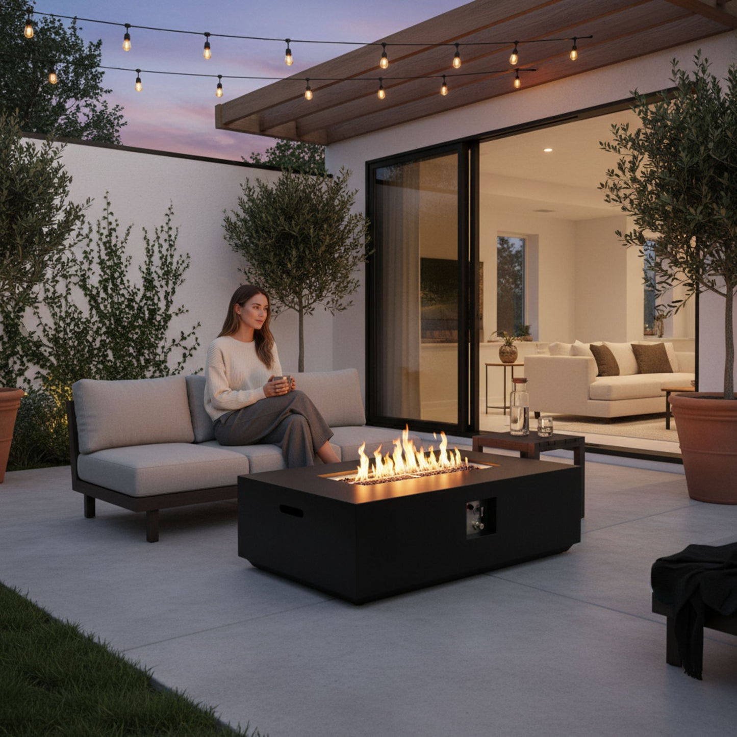 Propane / Natural Gas Fire Pit Table, 50,000 BTU - Charcoal