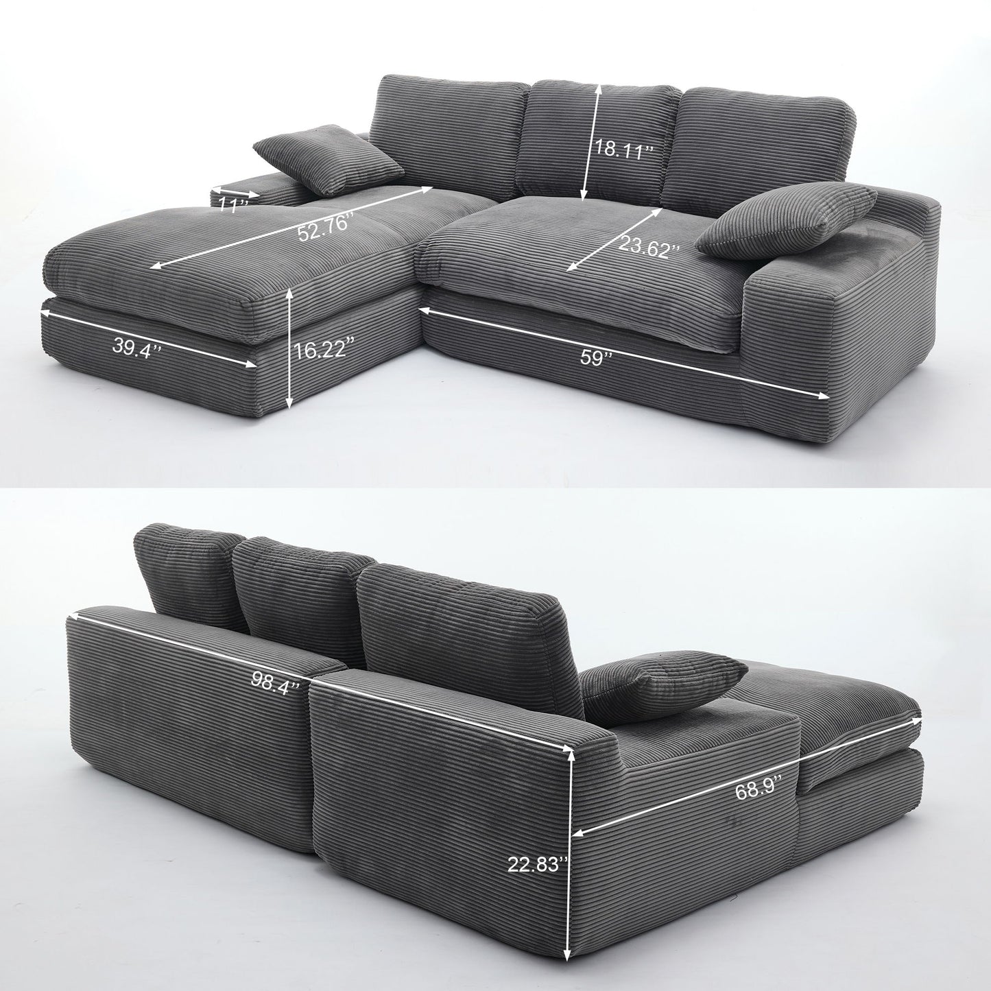 Modern Minimalist Modular Sectional Sofa Set, Upholstered Sleeper Couch