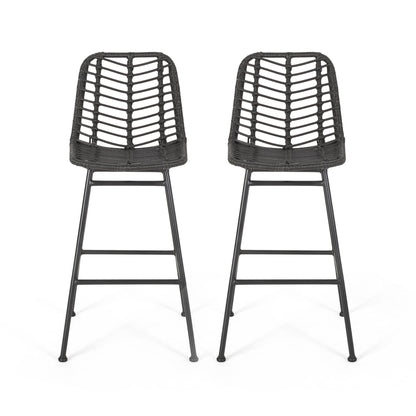 Sawtelle - Outdoor Wicker Barstools (Set of 2)