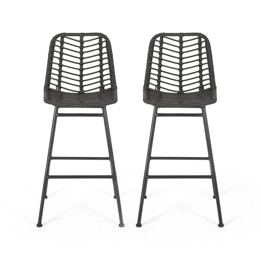 Sawtelle - Outdoor Wicker Barstools (Set of 2)