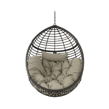 Hanging Basket Chair With Metal Frame And Seat Cushion