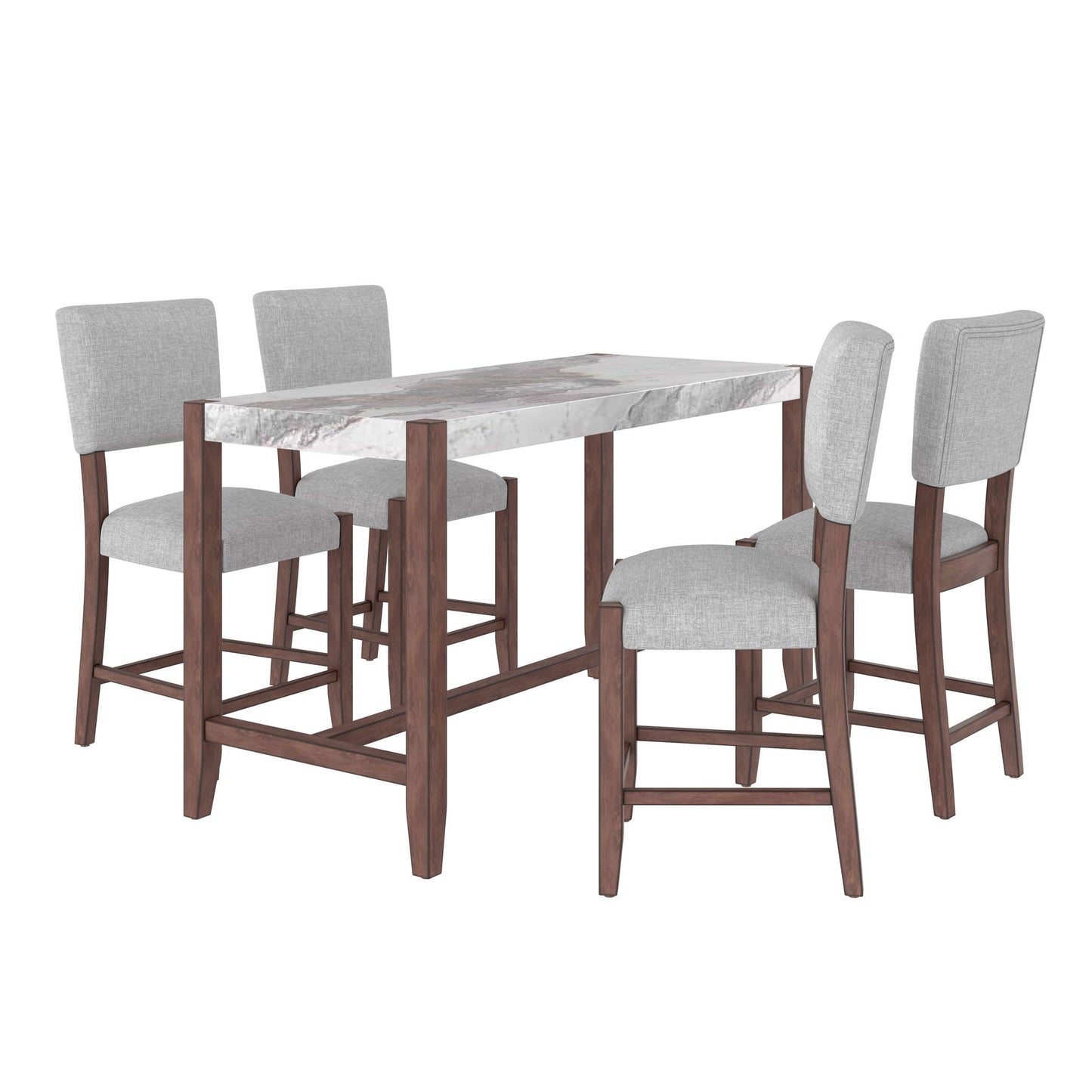 5 Piece Counter Height Dining Set With 4 Upholstered Chairs