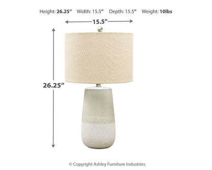 Shavon - Ceramic Table Lamp  - Beige / White