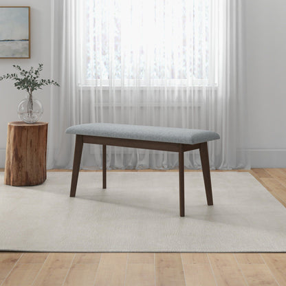 Carlos-Upholstered Solid Wood Bench - Gray