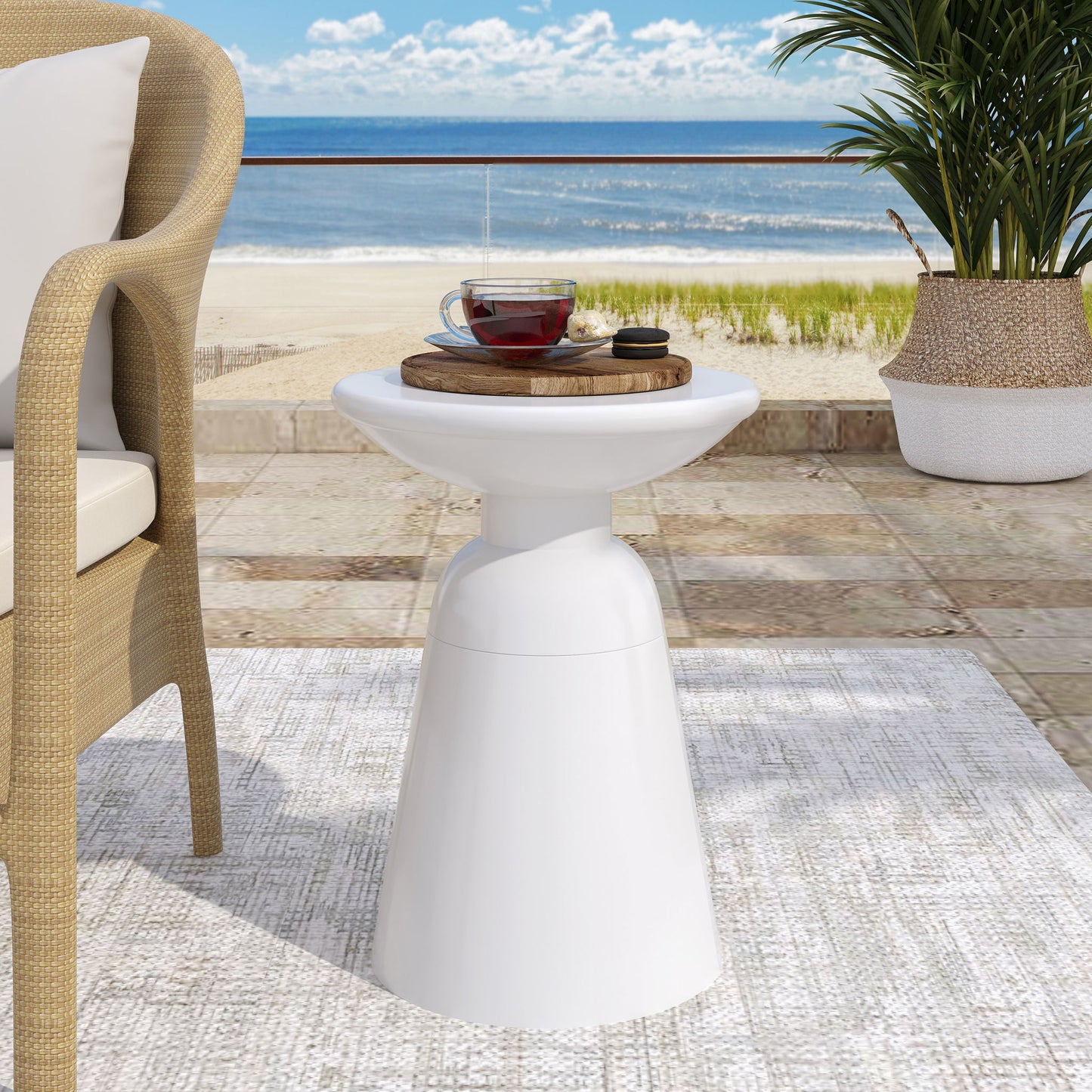 Outdoor Modern Metal End Large Table