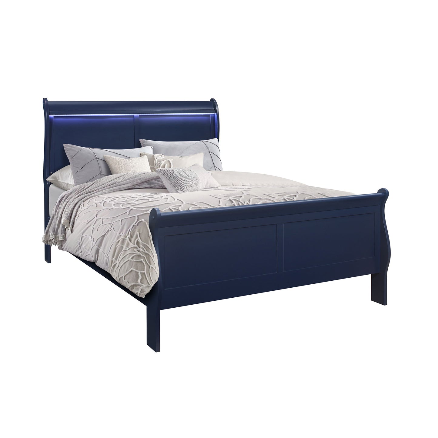 Charlston - Modern Sleigh Design Bed With LED
