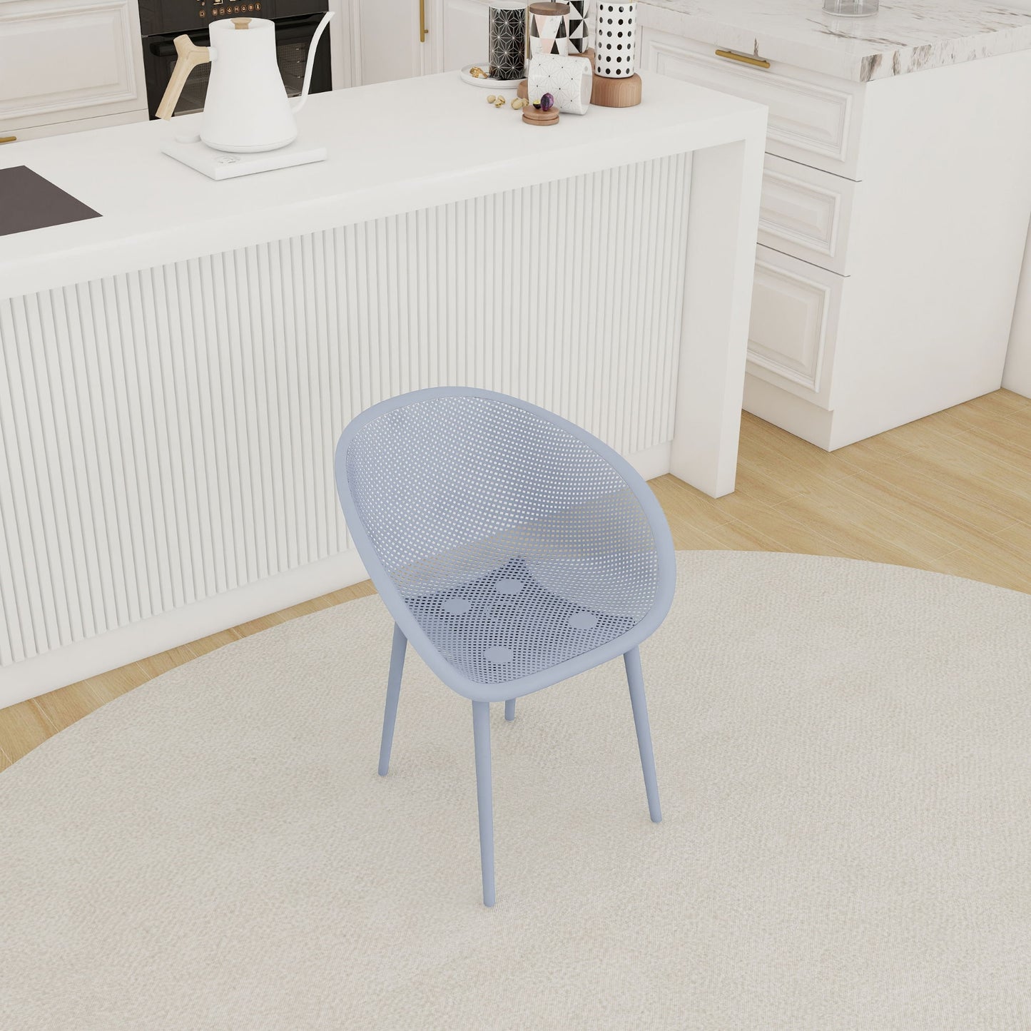 2 Piece Durable Single Chair With Mesh Hollow Out Design