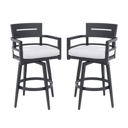 Outdoor Swivel Bar Chairs, 360 Degree Rotation, Ergonomic Backrest (Set of 2)