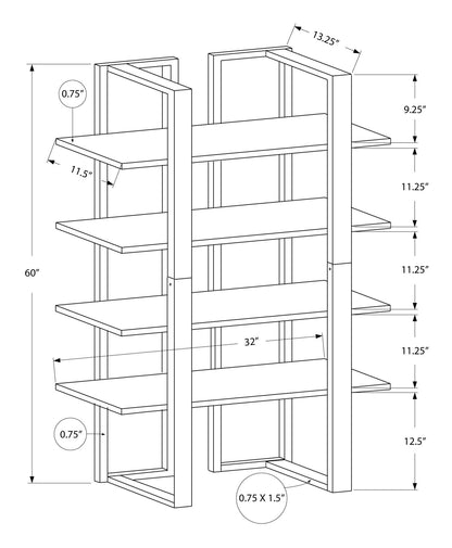 Bookshelf, Bookcase, Etagere, 4 Tier, Office, Contemporary & Modern