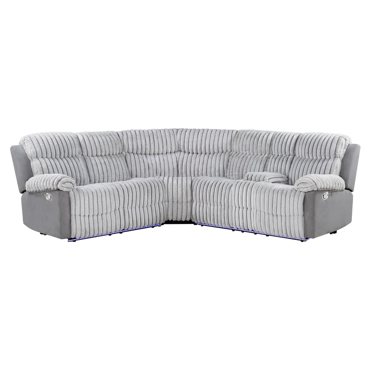 Bruni - Sectional Sofa With LED Lighting And Manual Recline - Gray