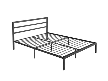 Queen Metal Bed Frame With Headboard - Charcoal Gray