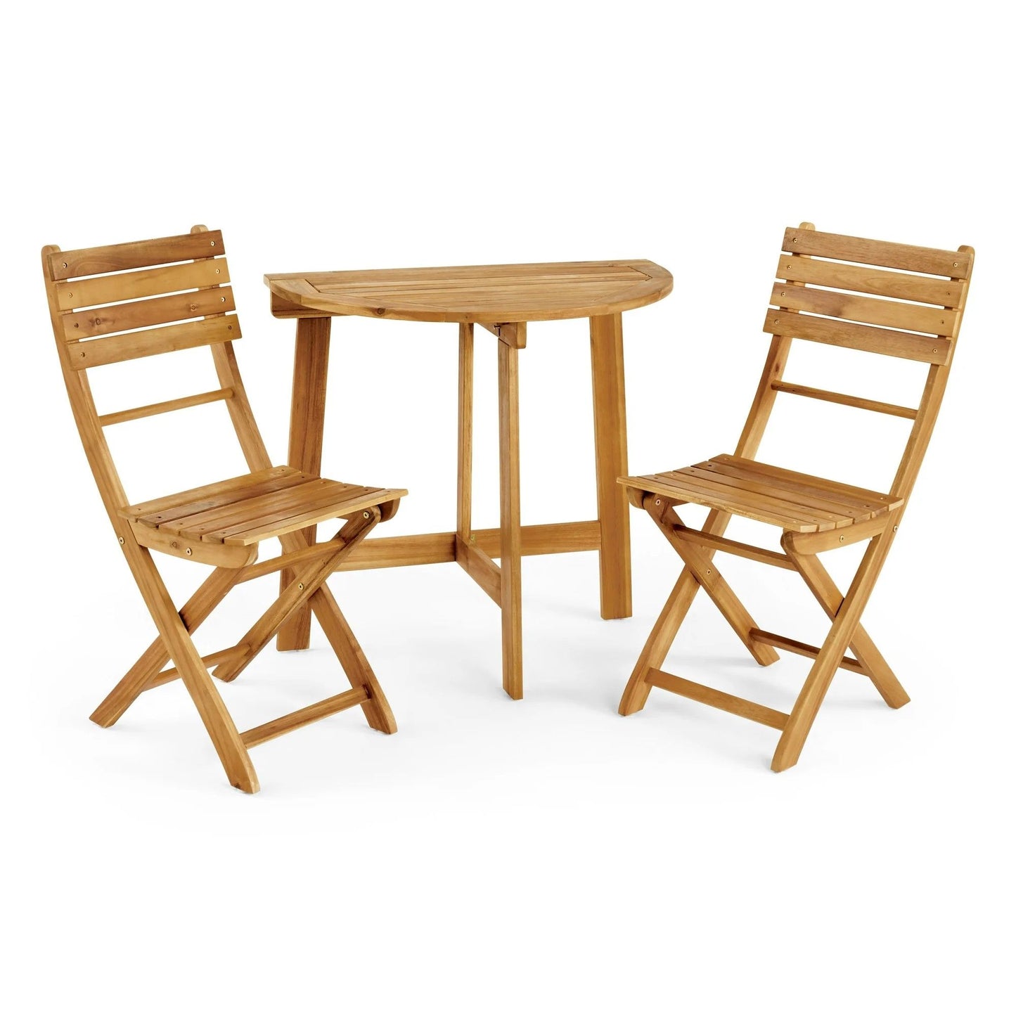 Outdoor 3 Piece Half Round Folding Bistro Set