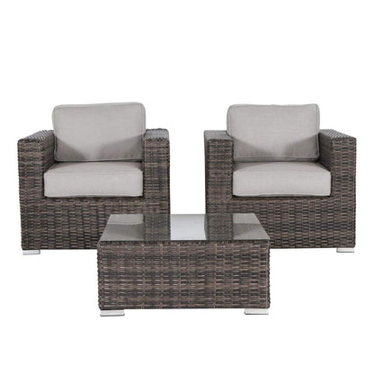 Wicker Seating Group Set With Table And Cushions