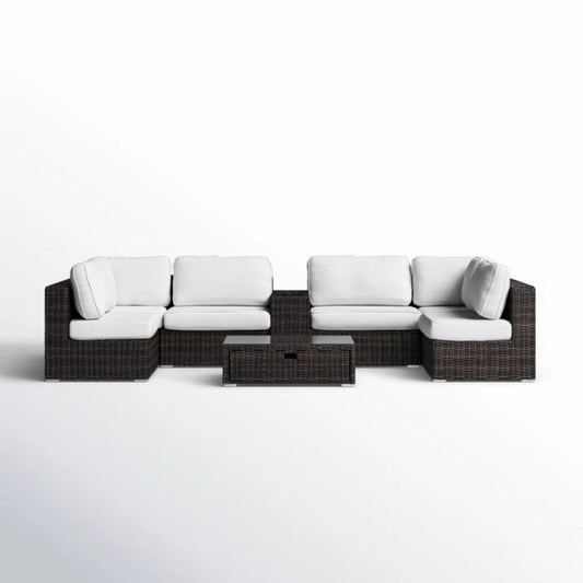 Elegant 4 Person Wicker Patio Seating Set With Cushions And Glass Top Table